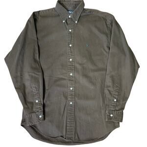 VTG Polo Ralph Lauren Blake Button Down Shirt Mens M Brown Cotton Long Sleeve